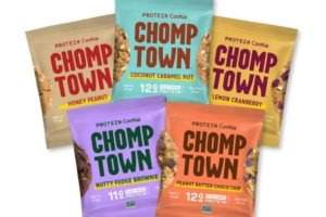 Chomptown packs single 2.75 oz snack cookies with nut butters & pea protein