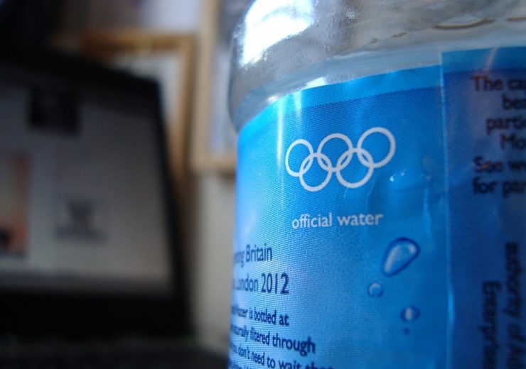 Labelling on a bottle of water