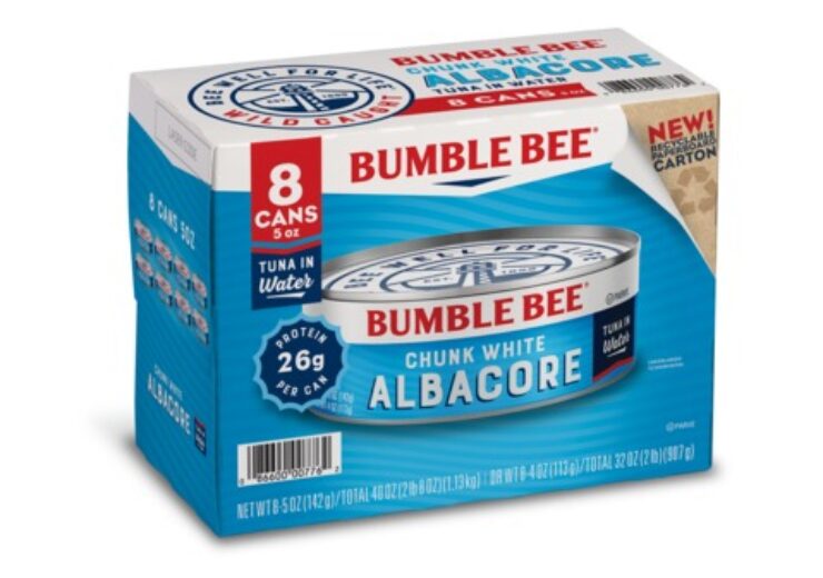 Bumble Bee replaces shrink wrap on multipack can packs with paperboard
